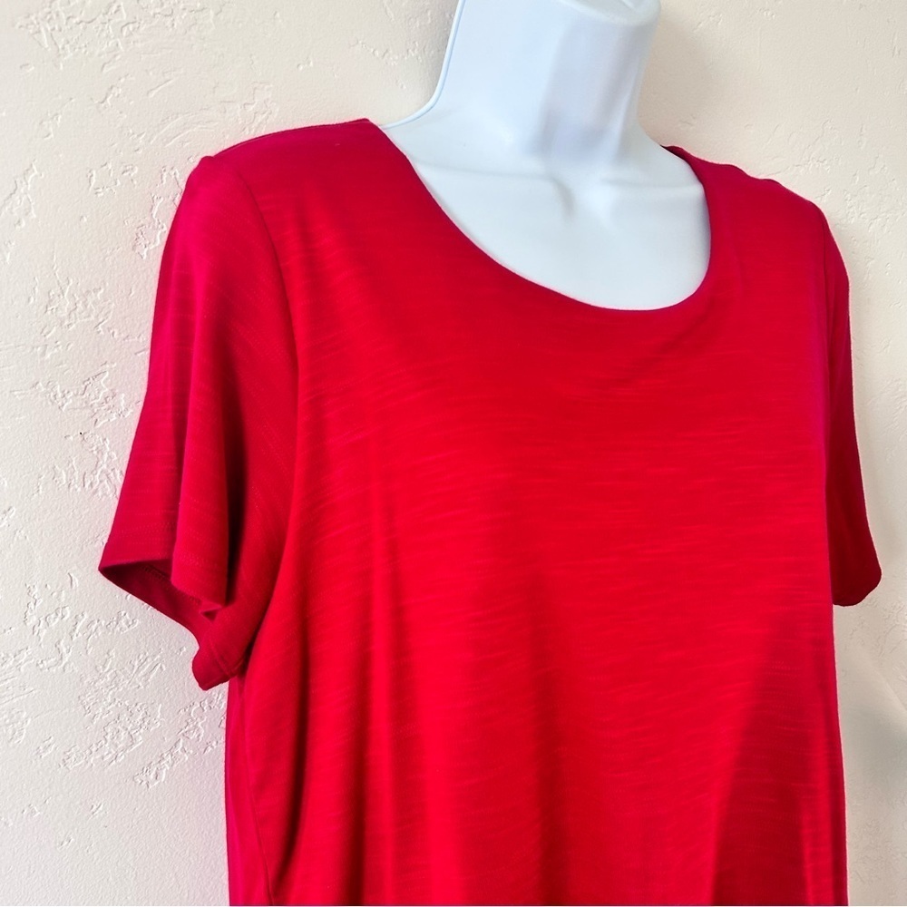 J. JILL Jersey Knit Layered Short Sleeve Sangria Dress Pockets Red Size Medium - Picture 3 of 11